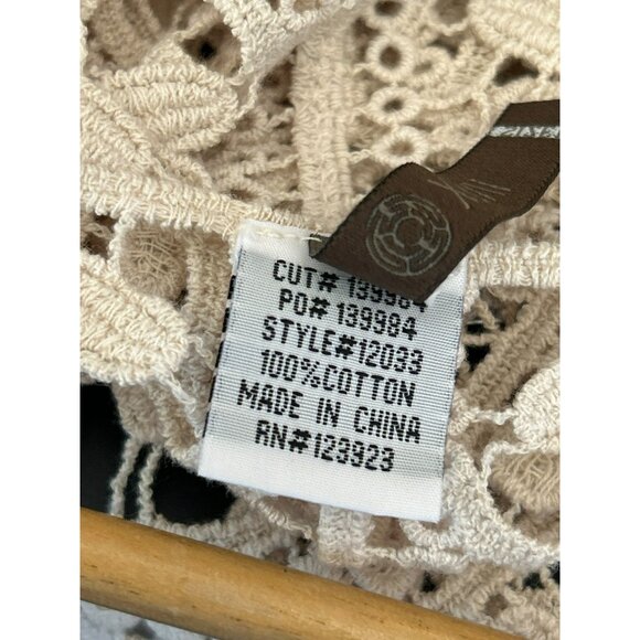 XCVI Women's Cream V-Neck Crocheted Cold Shoulder Blouse Size 1 Beach Cover Up - Picture 5 of 6